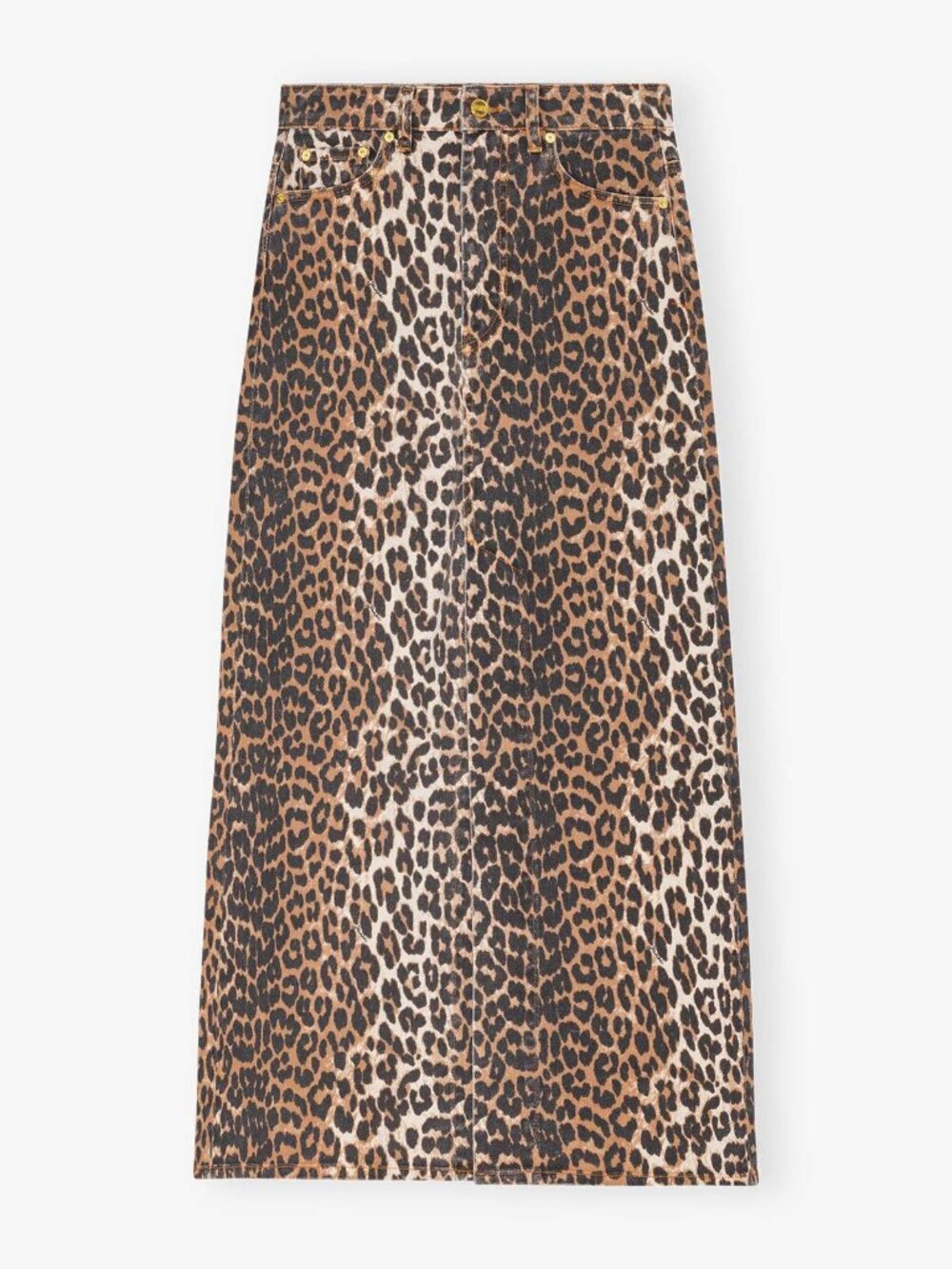 GANNI Leopard Print Denim Maxi Skirt EU 44 (US 12)